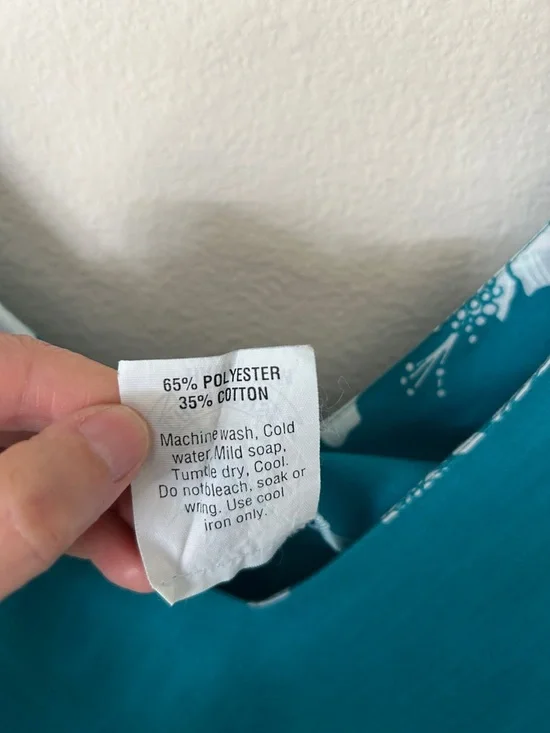 Vtg Hawaiian Washed teal white floral v neck tank midi maxi mumu dress M - Picture 10 of 12